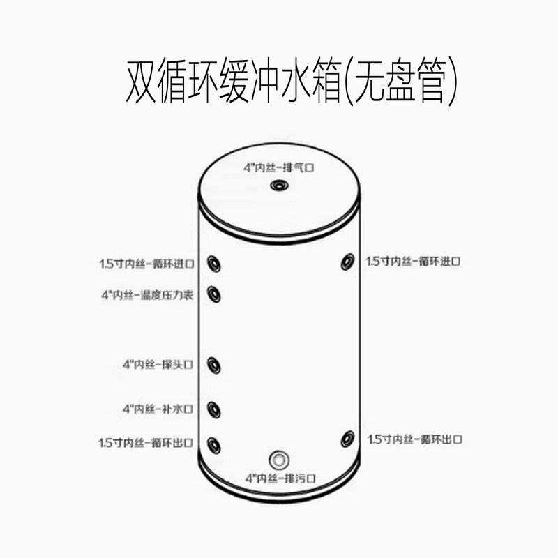 304不銹鋼緩沖承壓水箱（空氣能地暖緩沖承壓保溫水箱）
