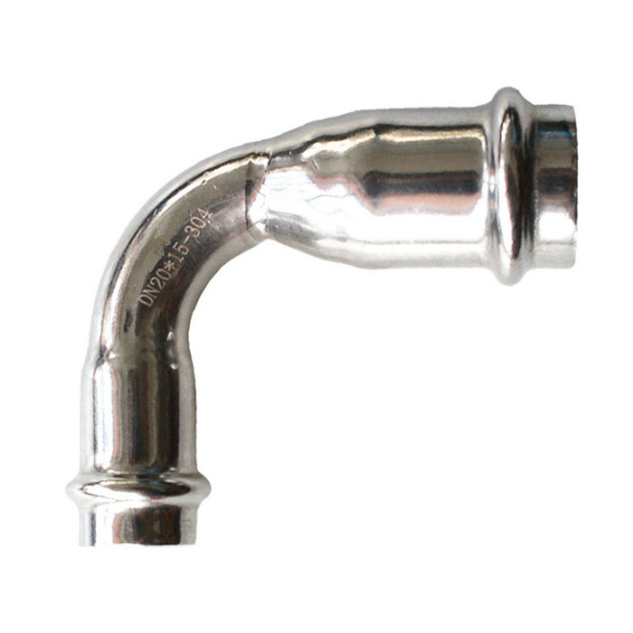 卡壓式不銹鋼管件：異徑90°彎頭